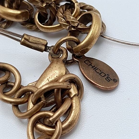 Chico's Three Strand Rhinestone Layering Necklace, Green Purple Beads, 19 Inches - Picture 6 of 12